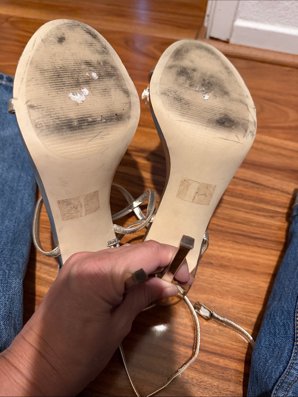 Steve Madden Gold Floral Strap Heels - Picture 4 of 4